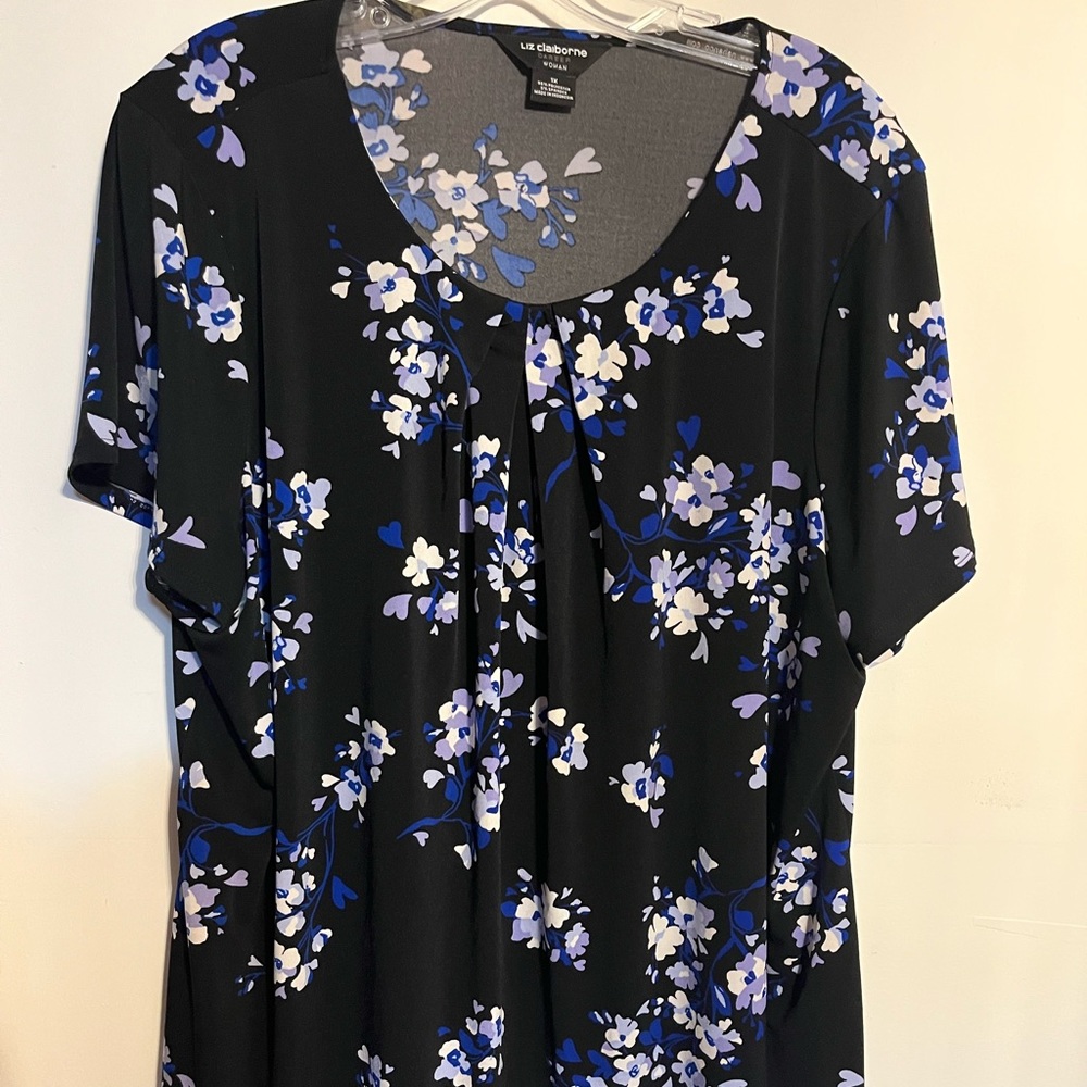 Liz Claiborne black floral blouse